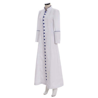 Roman Women White Priest Cassock Robe Gown - Medieval Clergyman Vestments-Astricos