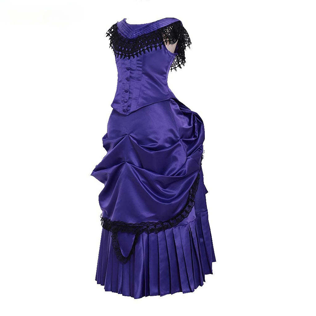 Victorian Bustle Gown | Elegant Queen’s Gothic Georgian Dress for Masquerade & Reenactment-Astricos