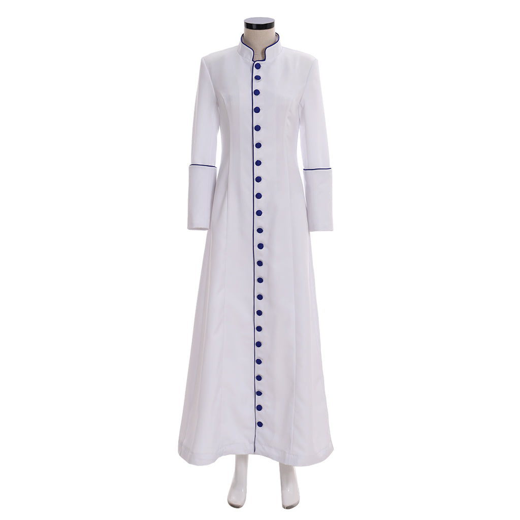 Roman Women White Priest Cassock Robe Gown - Medieval Clergyman Vestments-Astricos