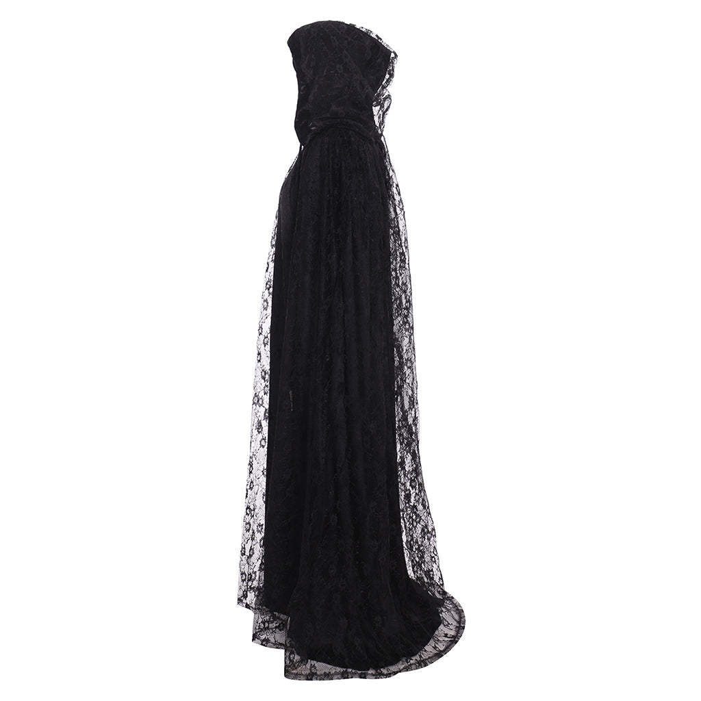 Steampunk Witch Cape - Women's Long Hooded Cloak with Lace Details for Cosplay-Astricos