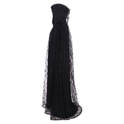 Steampunk Witch Cape - Women's Long Hooded Cloak with Lace Details for Cosplay-Astricos