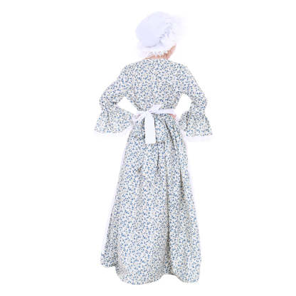 Vintage Countryside Floral Pilgrim Pioneer Bonnet Set - Colonial Cosplay Dress for Girls-Astricos