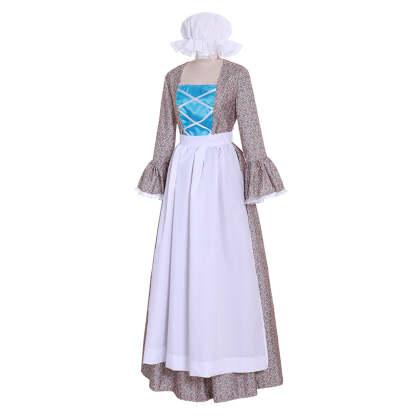 Victorian Pioneer Pilgrim Wench Floral Prairie Dress - Women’s Colonial Lolita Cosplay Gown | Astricos-Astricos