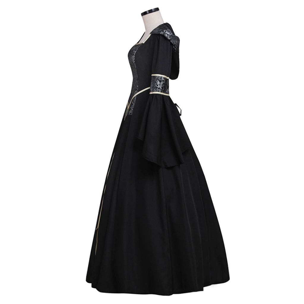 Elegant Black Medieval Renaissance Victorian Ball Gown Dress for Women-Astricos