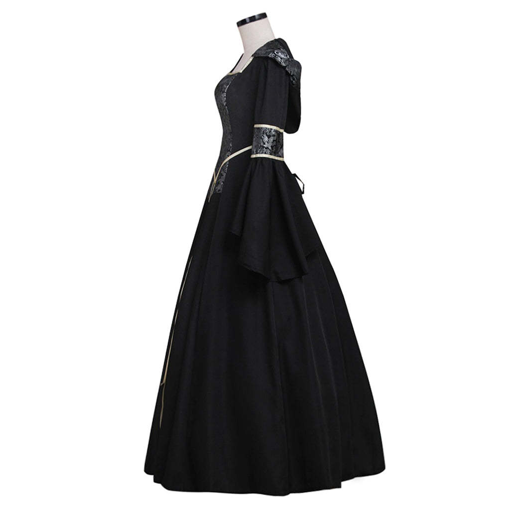 Elegant Black Medieval Renaissance Victorian Ball Gown Dress for Women-Astricos