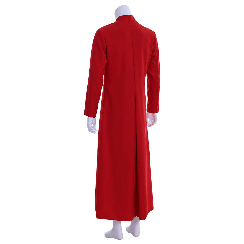 Red Men's Clergy Robes Cassock - Traditional Church Priest Costume with Standing Collar-Astricos