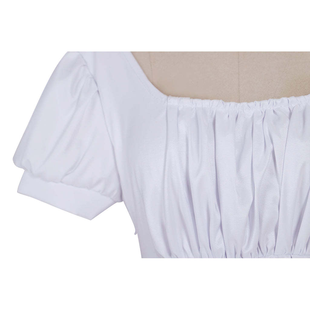 Elegant White Regency Dress - Custom Made High Waistline Tea Gown for Lady Ball | Astricos-Astricos