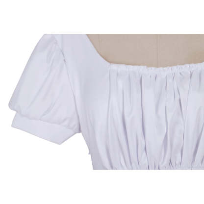 Elegant White Regency Dress - Custom Made High Waistline Tea Gown for Lady Ball | Astricos-Astricos