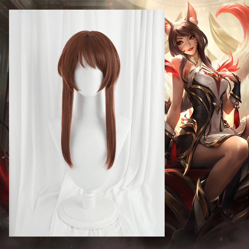 LOL Risen Legend Ahri Cosplay Wig - 65cm Brown Braided Heat Resistant Synthetic Hair for Women-Astricos