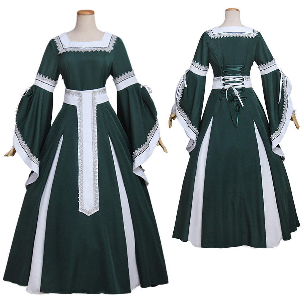 Medieval Palace Princess Green Dress - Renaissance Victorian Cosplay Costume for Women-Astricos