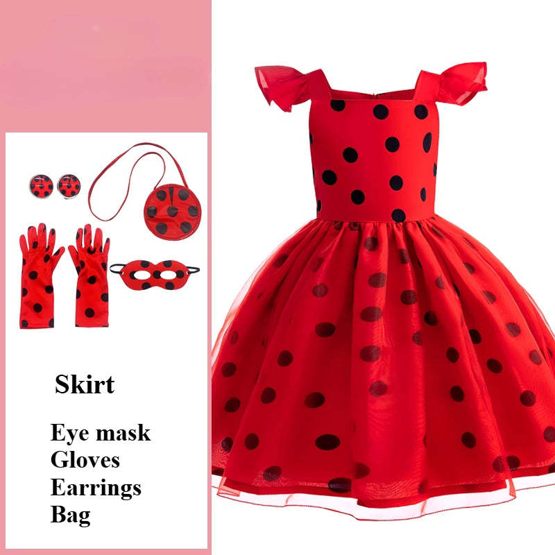 French Ladybug Cosplay Dress for Kids - Adorable Role Play Costume