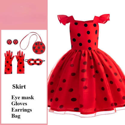 French Ladybug Cosplay Dress for Kids - Adorable Role Play Costume