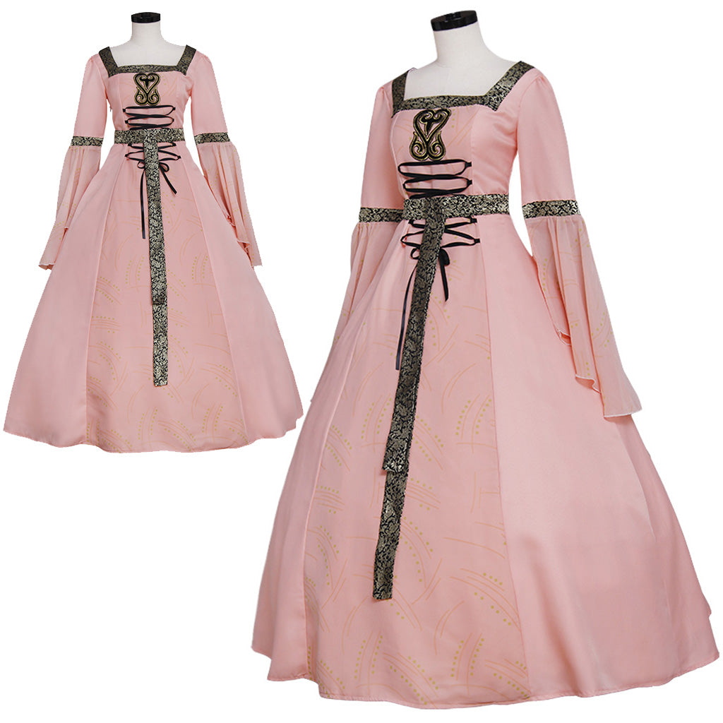 Pink Medieval Renaissance Tudor Wedding Ball Gown Dress - Royal Cosplay Costume-Astricos