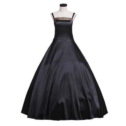 Victorian Rococo Medieval Gown - Gothic Punk Black Velvet Cosplay Costume-Astricos