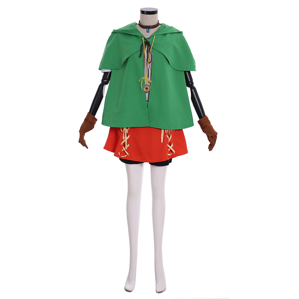 Linkle Cosplay Elf Costume Full Set - Green Cloak, Shirt, Pants, Skirt | Astricos-Astricos