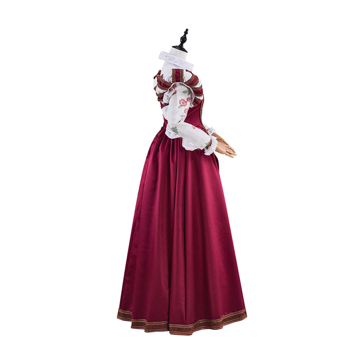 Tudor Dynasty Red Waistcoat Floral Dress - Premium Cosplay Costume-Astricos