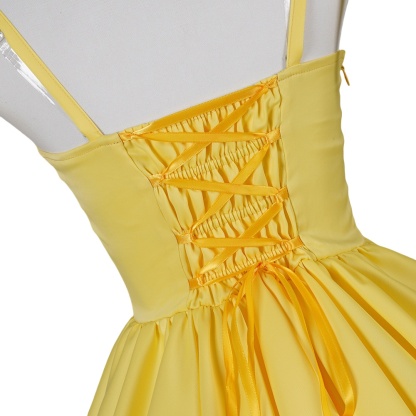 Asuka Langley Eva Cosplay Costume Yellow Dress Summer Anime Cosplay Outfit-Astricos