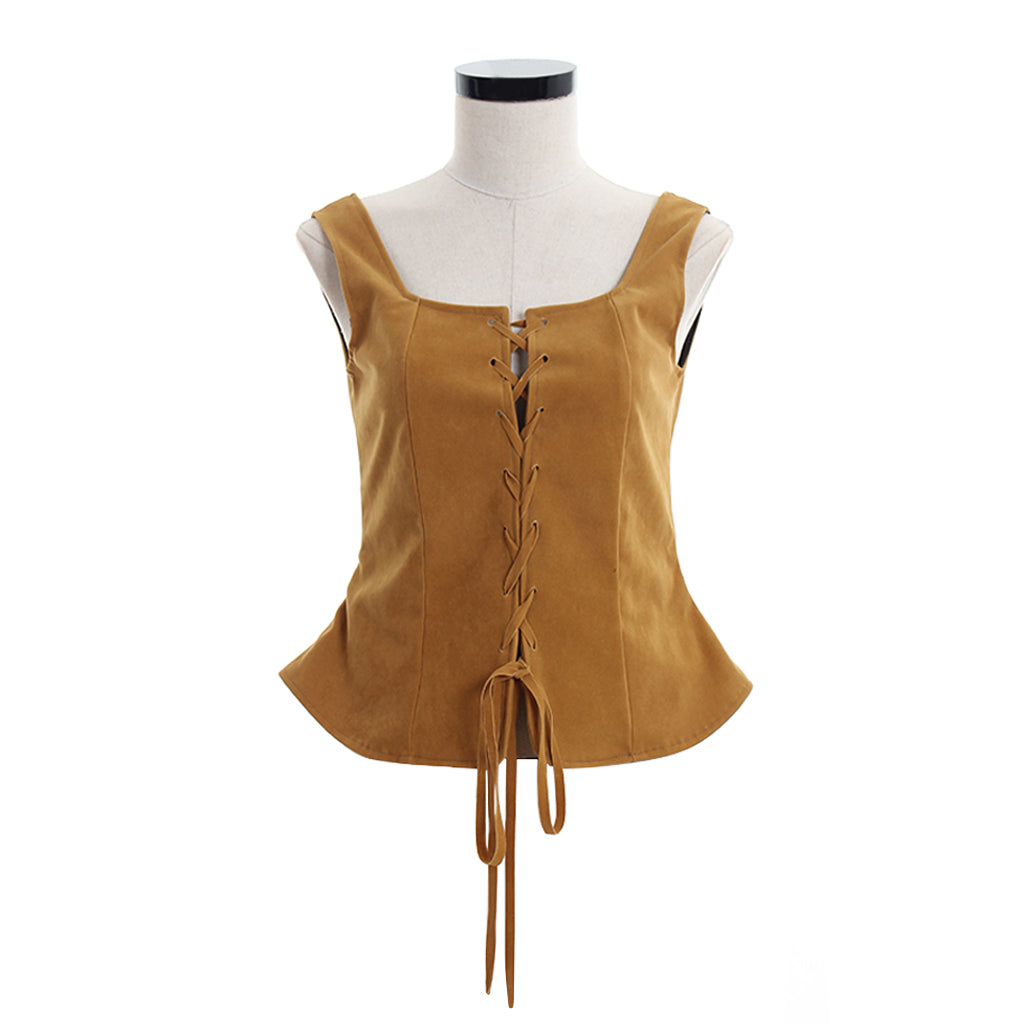 Gothic Renaissance Bodice Waistcoat Leather Vest for Women - Elegant Cosplay Costume-Astricos