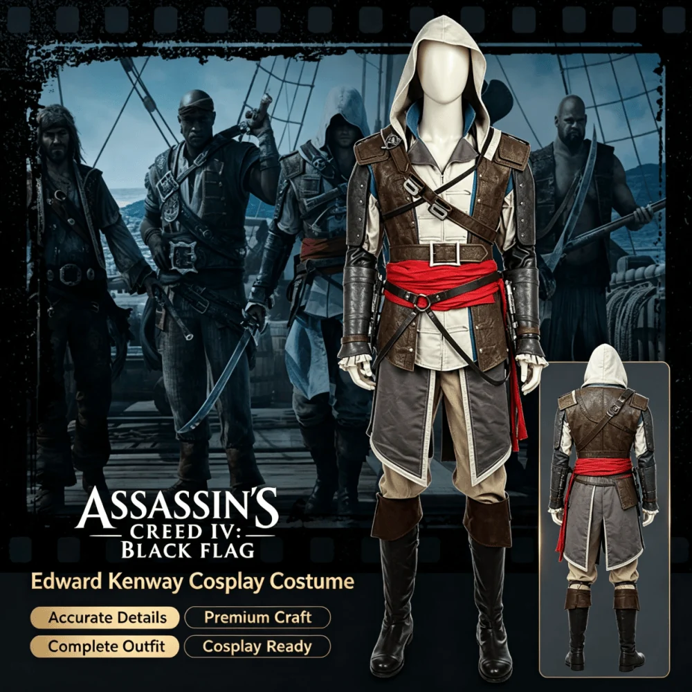 Assassin’s Creed Edward Kenway Cosplay Costume, Hand‑Tailored for Halloween & Comic‑Con Events