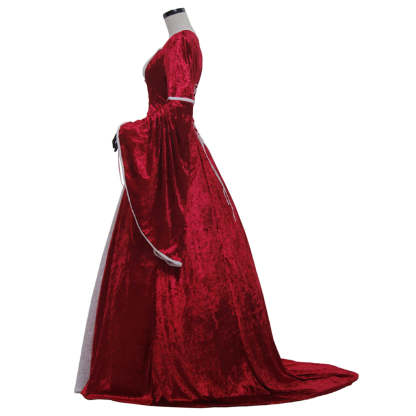 Renaissance Queen Cosplay Irish Deluxe Velvet Dress - Victorian Medieval Long Gown-Astricos