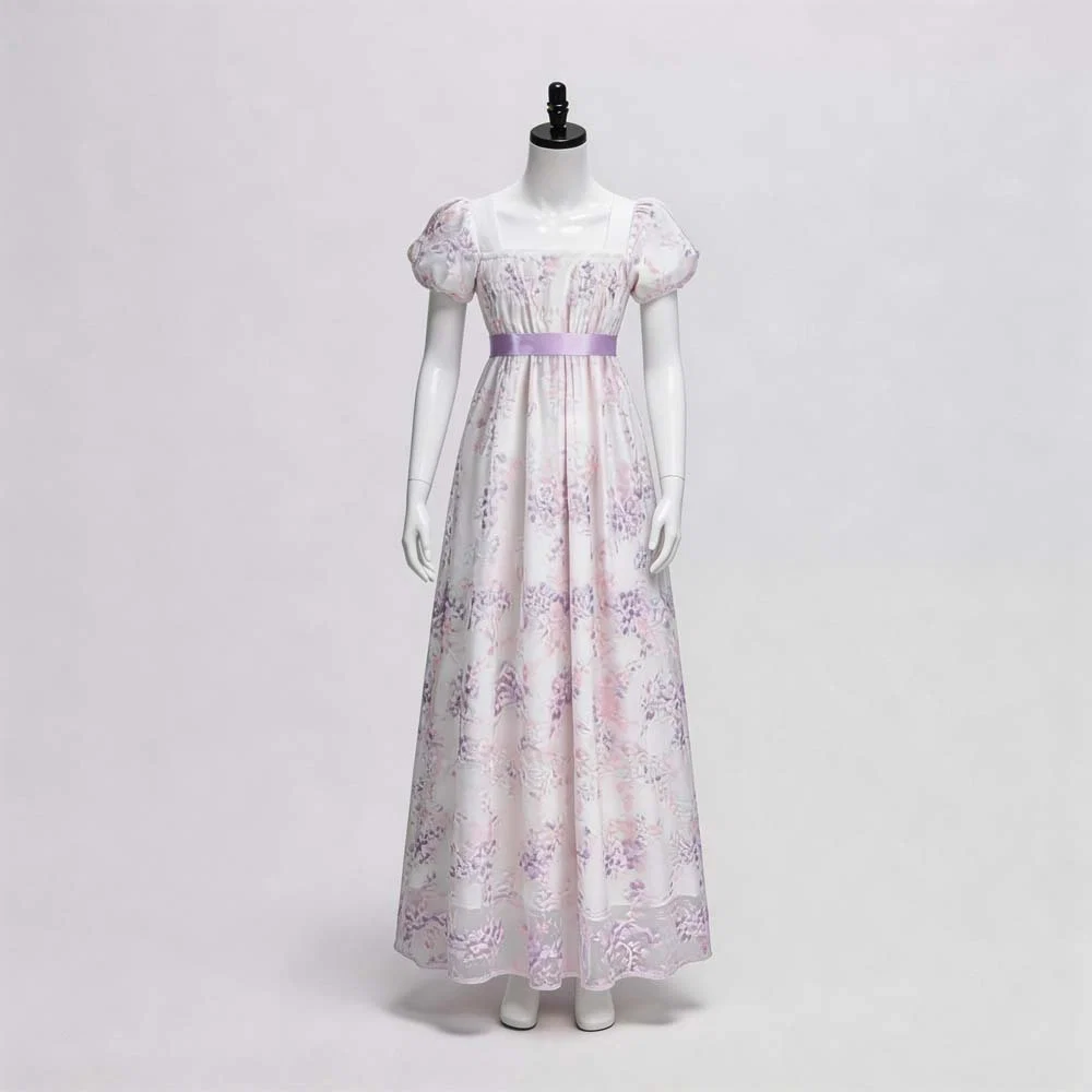 Regency Empire Waist Long Dress, Custom‑Made for Medieval Theme & Tea Party