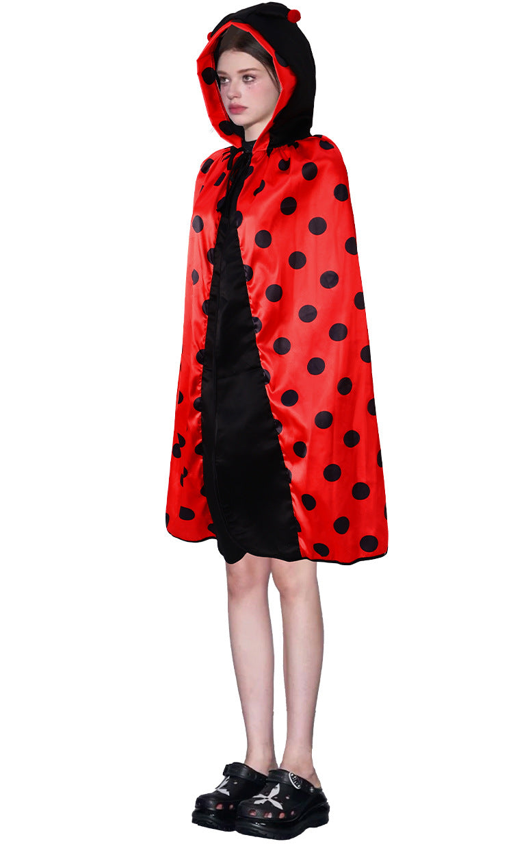 Adult 7-Spot Ladybug Cape - Anime Cosplay Costume & Insect-Themed Roleplay Cloak-Astricos