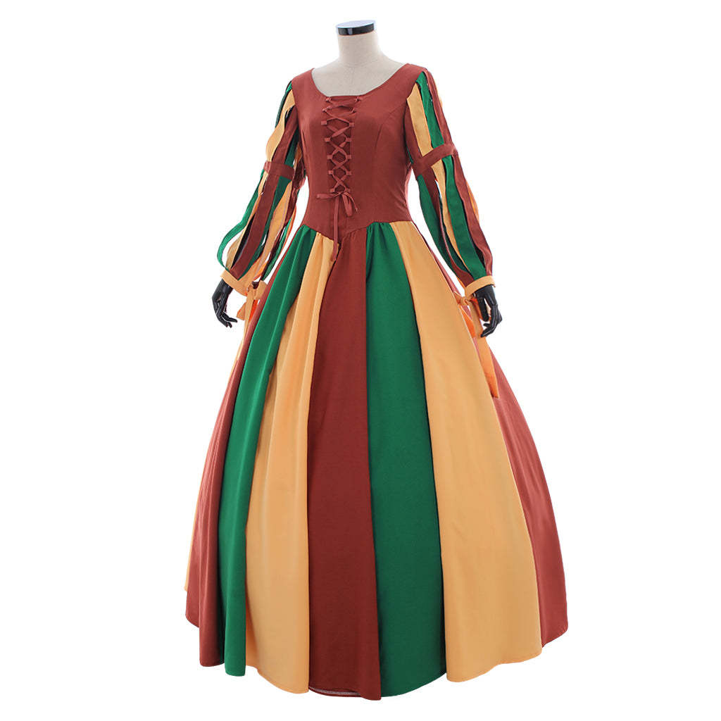 Rainbow Vintage Medieval Victorian Evening Dress for Women – Elegant Cosplay Costume-Astricos