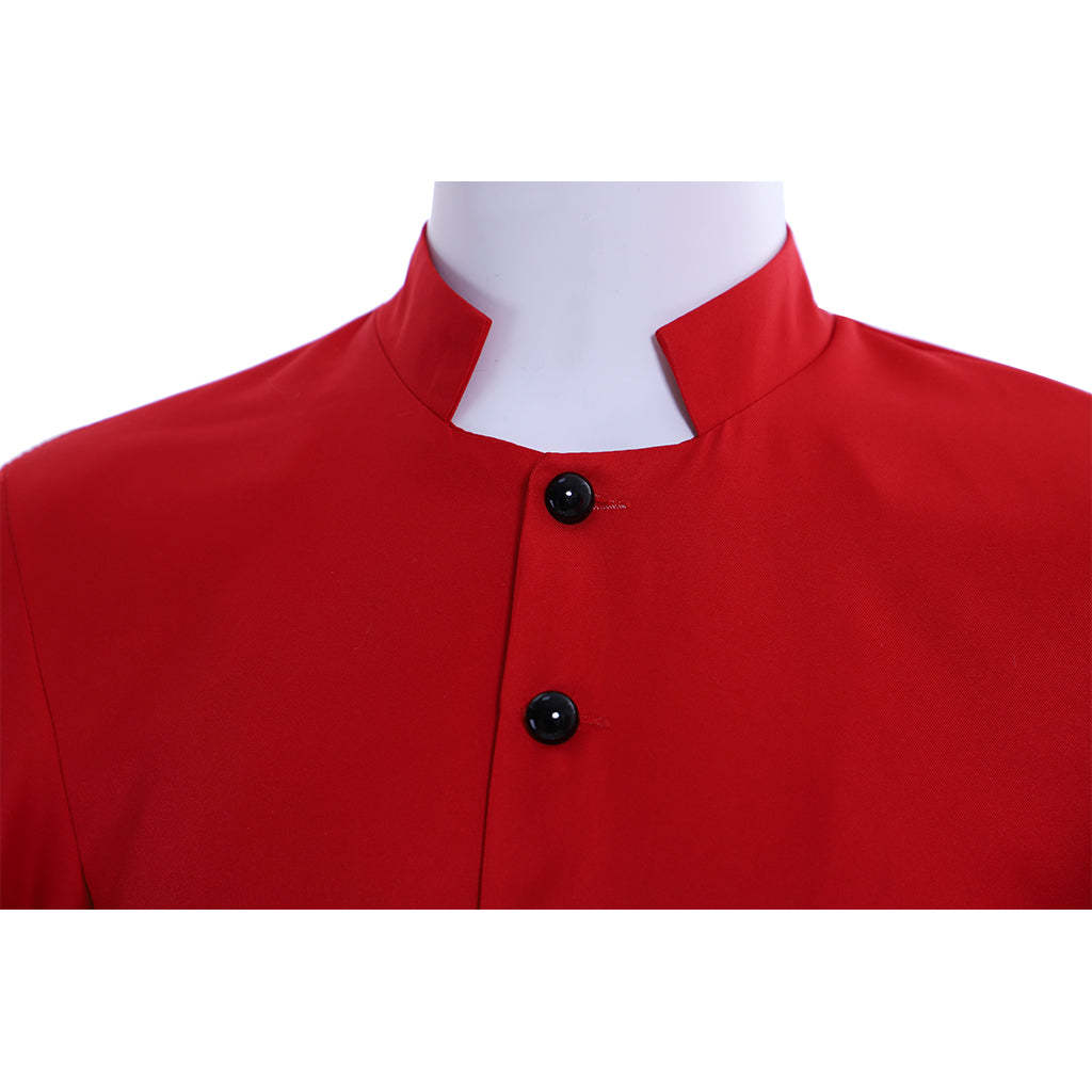 Red Men's Clergy Robes Cassock - Traditional Church Priest Costume with Standing Collar-Astricos