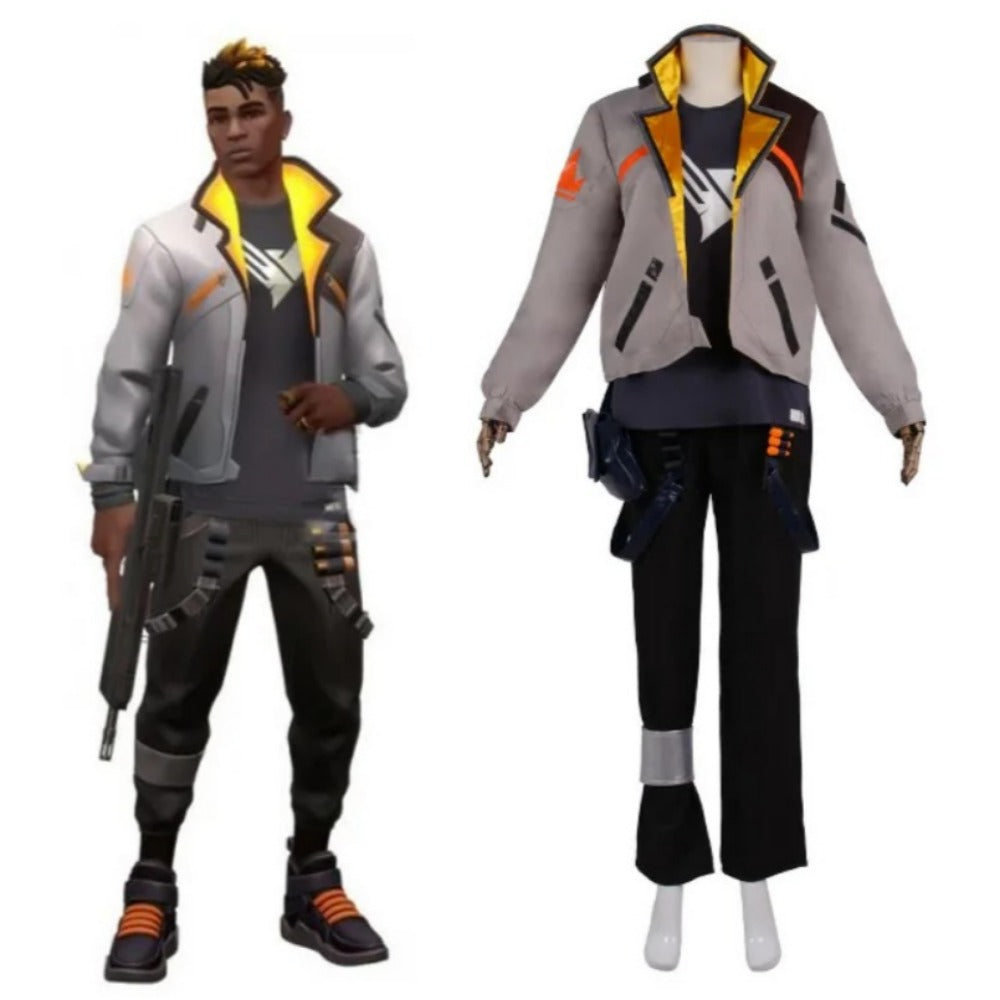 Valorant Phoenix Cosplay Costume for Men - Complete Coat, Pants & Belt Set for Halloween & Carnival-Astricos