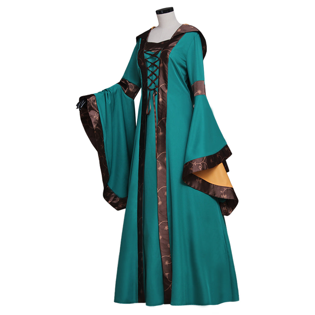 Elegant Medieval Renaissance Victorian Green Dress Gown for Adult Fantasy Party Cosplay-Astricos