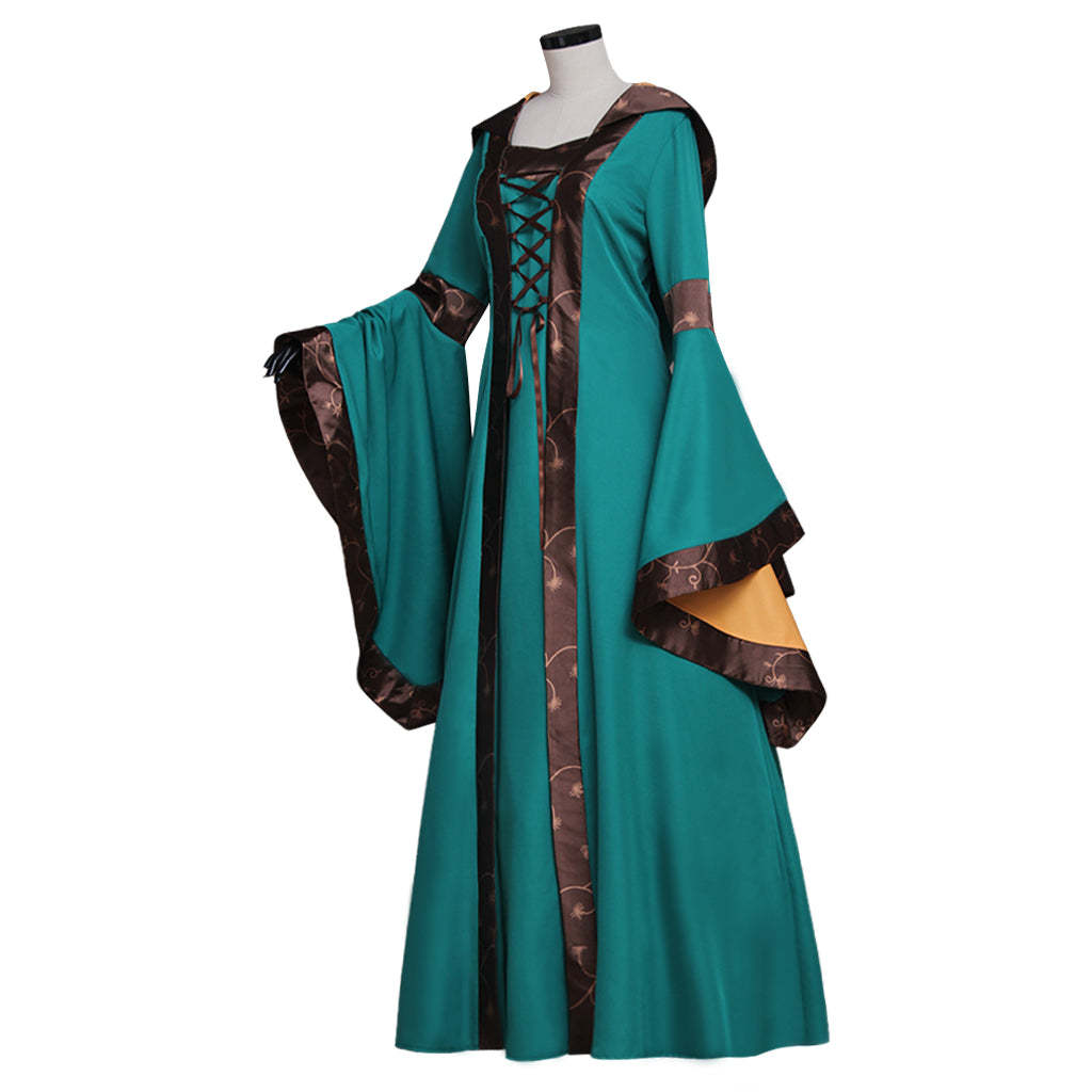 Elegant Medieval Renaissance Victorian Green Dress Gown for Adult Fantasy Party Cosplay-Astricos