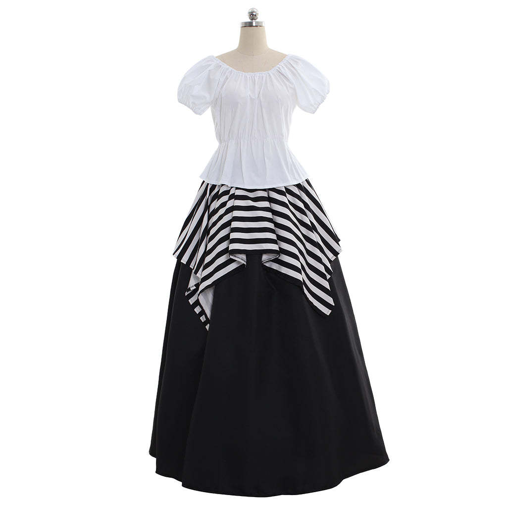 Red Black Medieval Renaissance Victorian Corset Pirate Dress - Perfect for Halloween & Carnival Parties-Astricos