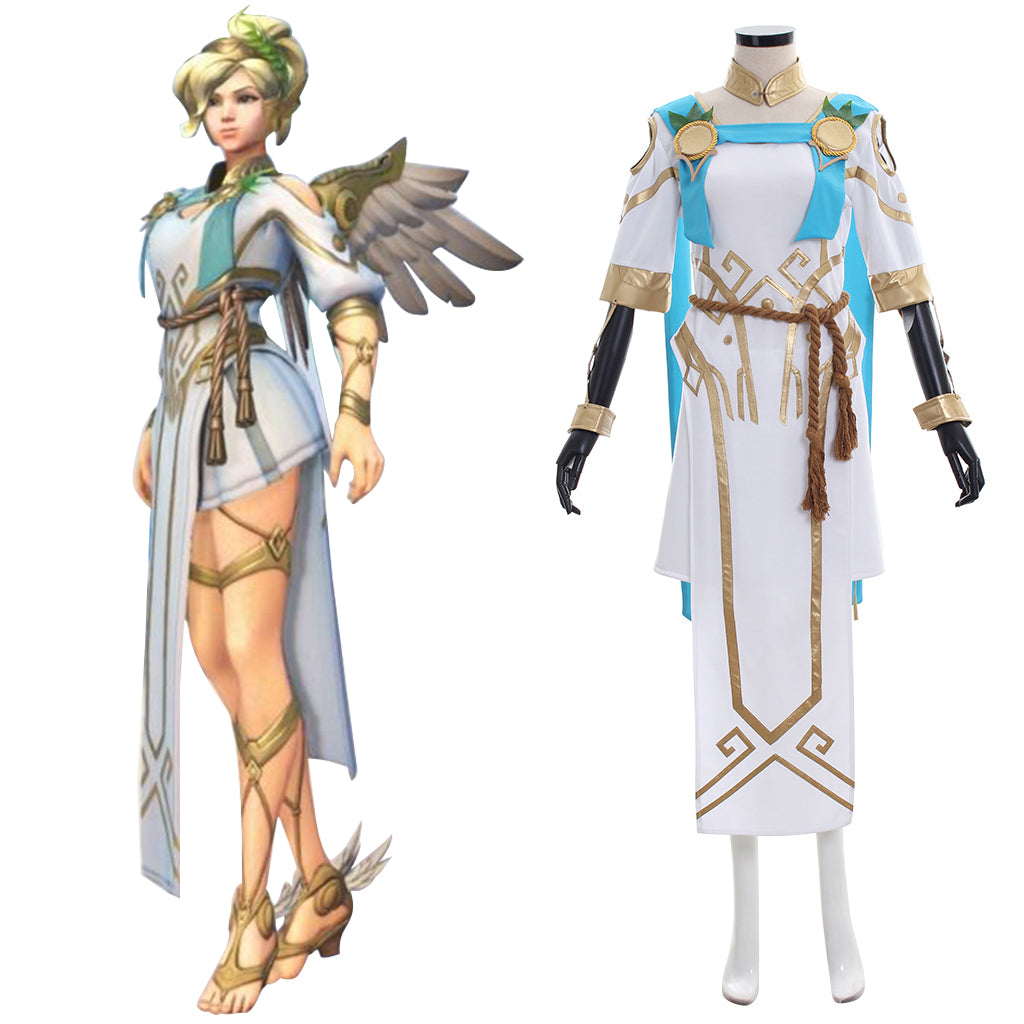 Overwatch Mercy Victory Cosplay Costume - Angela Ziegler Summer Games Skin Outfit Full Set | Astricos-Astricos