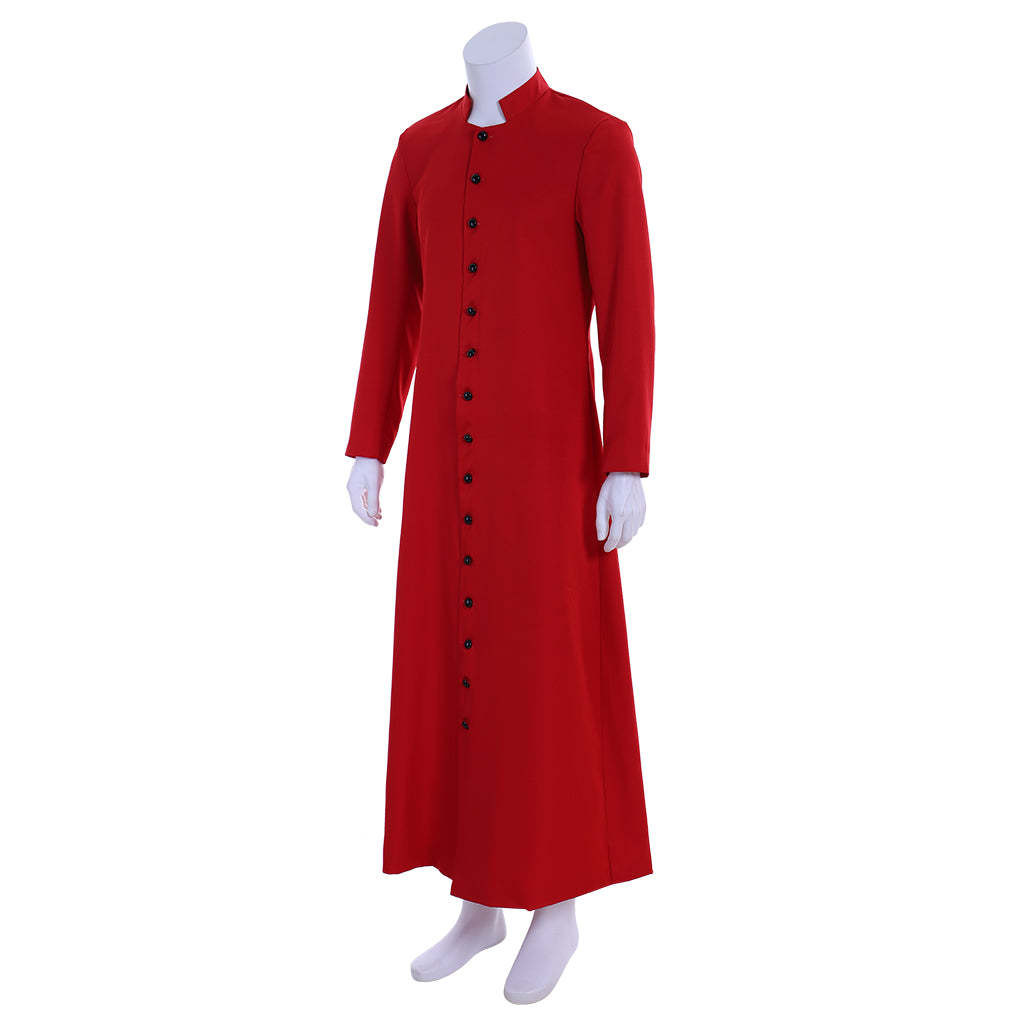 Red Men's Clergy Robes Cassock - Traditional Church Priest Costume with Standing Collar-Astricos