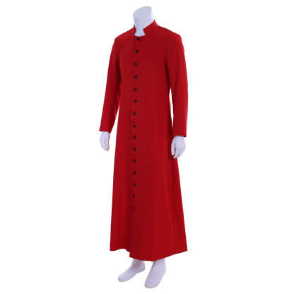 Red Men's Clergy Robes Cassock - Traditional Church Priest Costume with Standing Collar-Astricos