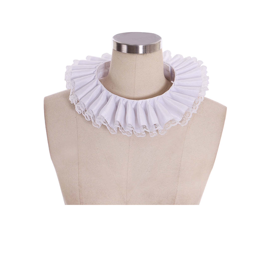 Men's Renaissance White Cotton Lace Jabot Collar & Wrist Cuff - Elegant Cosplay Accessories-Astricos