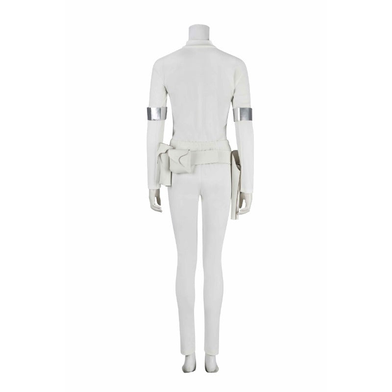 Queen Amidala Padmé White Battle Outfit with Cloak - Star Wars Cosplay Costume for Comic Con & Halloween-Astricos