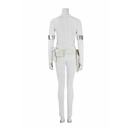 Queen Amidala Padmé White Battle Outfit with Cloak - Star Wars Cosplay Costume for Comic Con & Halloween-Astricos