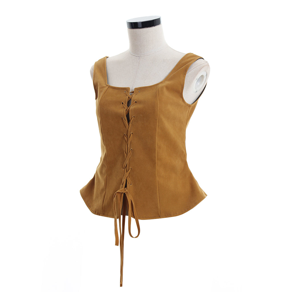 Gothic Renaissance Bodice Waistcoat Leather Vest for Women - Elegant Cosplay Costume-Astricos