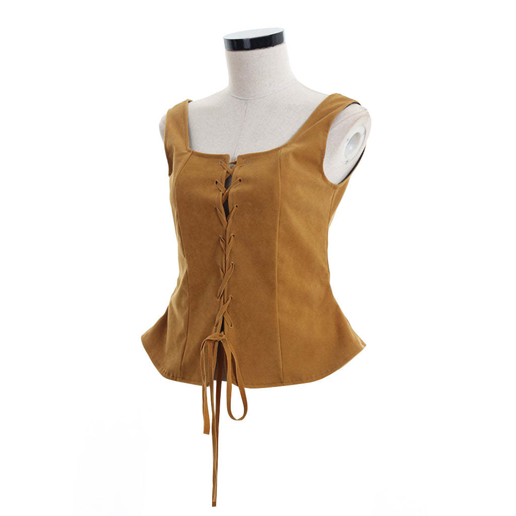 Gothic Renaissance Bodice Waistcoat Leather Vest for Women - Elegant Cosplay Costume-Astricos
