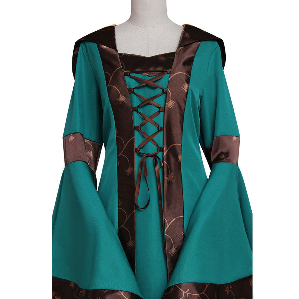 Elegant Medieval Renaissance Victorian Green Dress Gown for Adult Fantasy Party Cosplay-Astricos