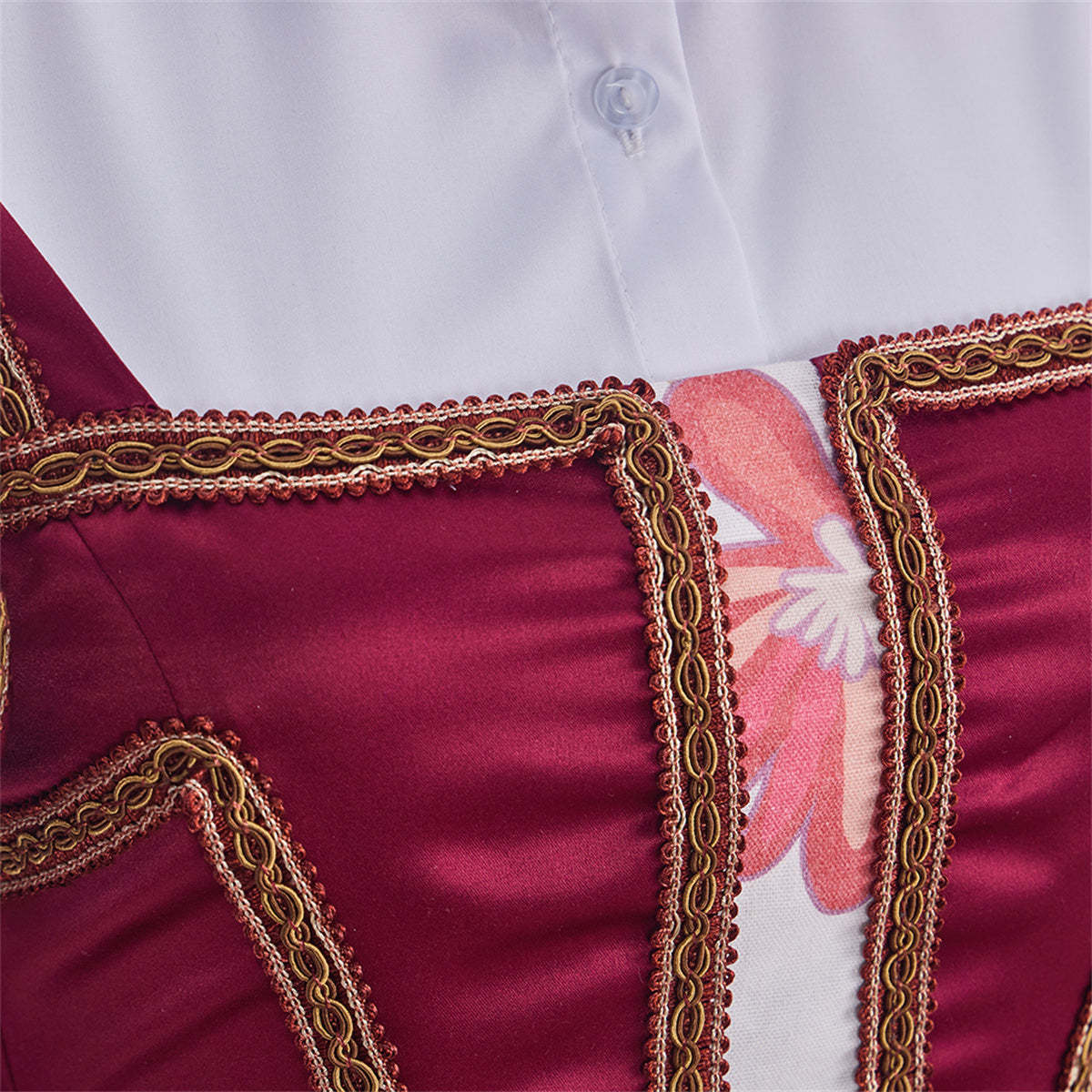 Tudor Dynasty Red Waistcoat Floral Dress - Premium Cosplay Costume-Astricos
