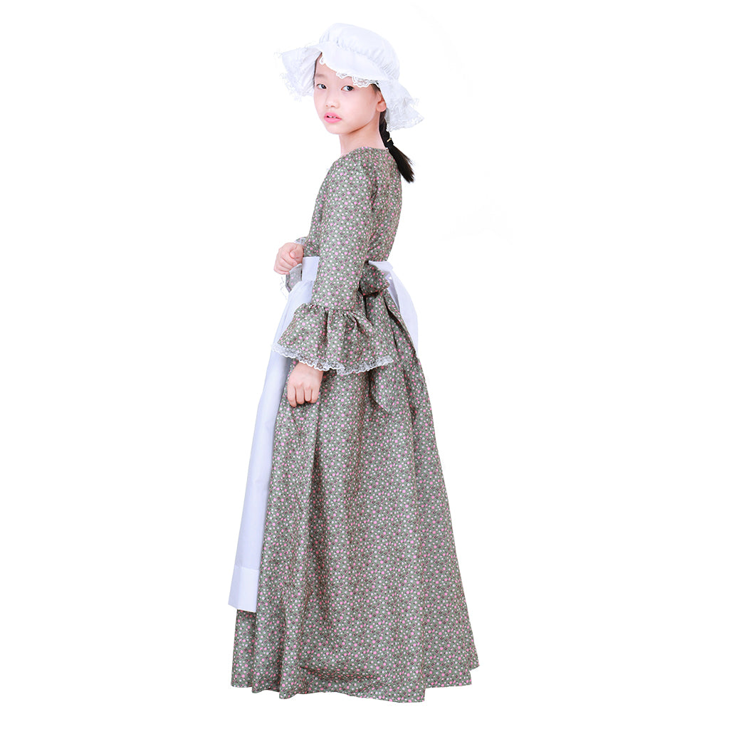 Authentic Pioneer Prairie Colonial Maid Costume for Girls & Kids | Astricos-Astricos