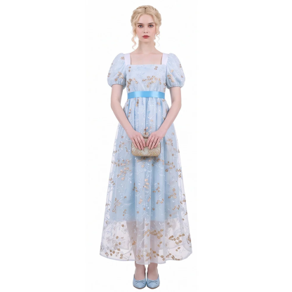 Regency Empire Waist Long Dress, Custom‑Made for Medieval Theme & Tea Party