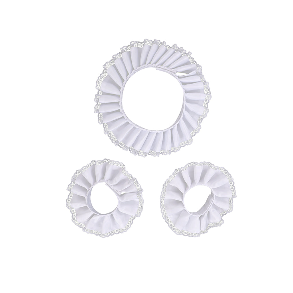 Men's Renaissance White Cotton Lace Jabot Collar & Wrist Cuff - Elegant Cosplay Accessories-Astricos