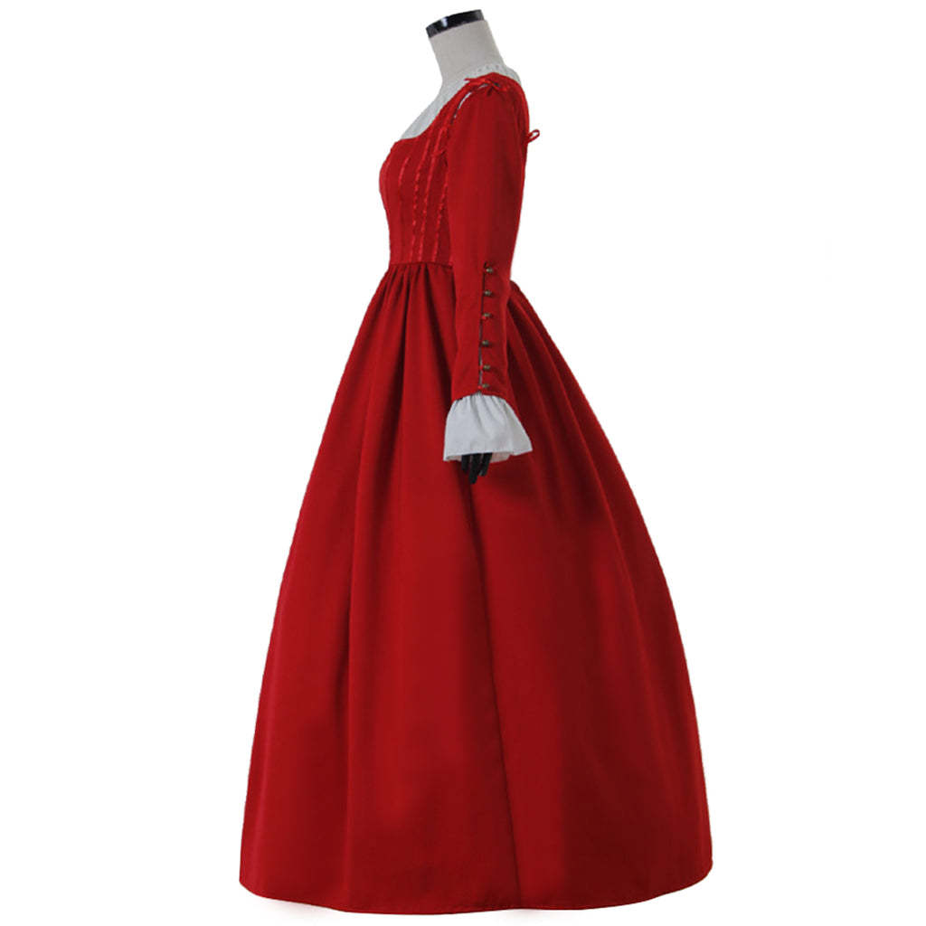Women's Red Medieval Renaissance Victorian Princess Costume for Evening Balls & Theme Parties-Astricos