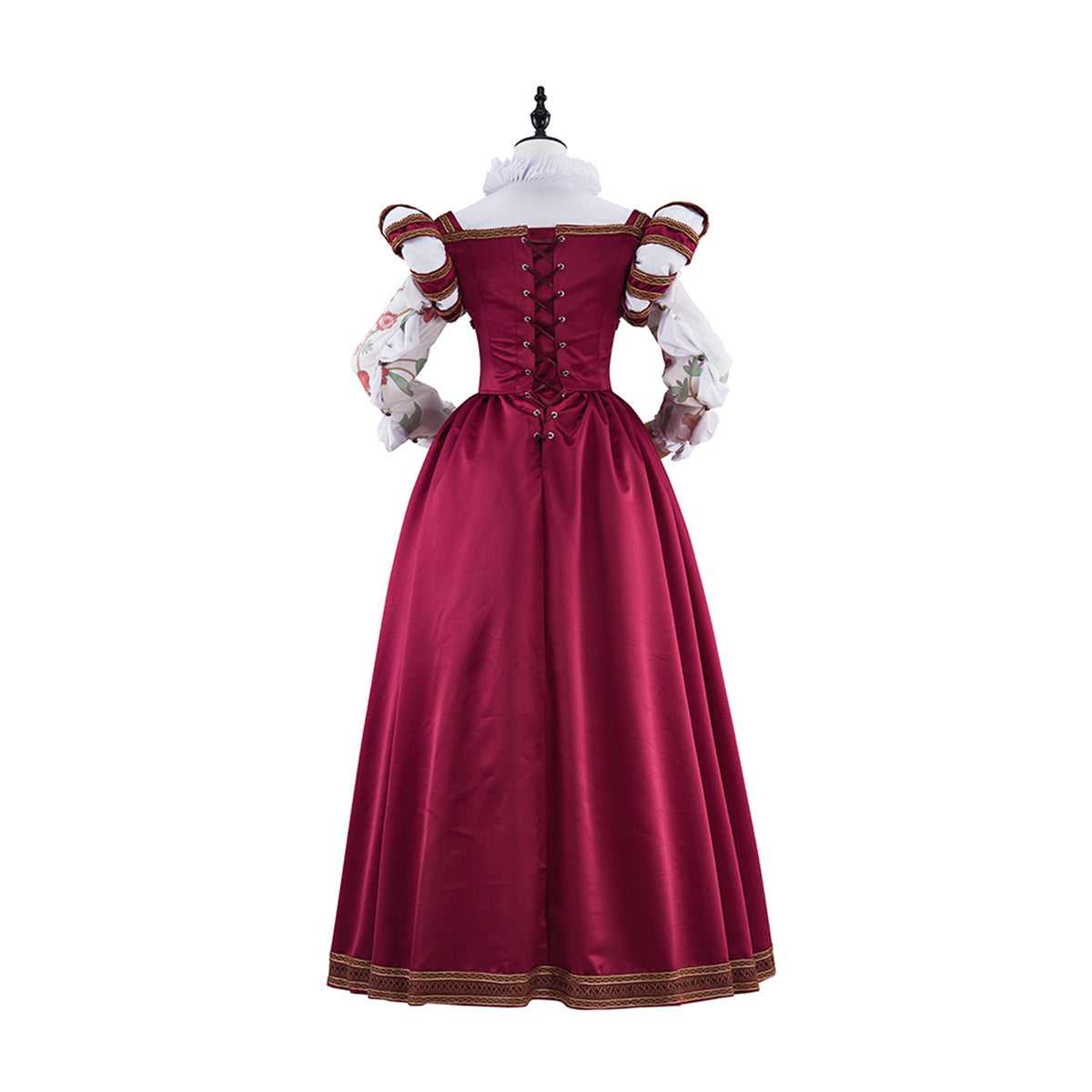Tudor Dynasty Red Waistcoat Floral Dress - Premium Cosplay Costume-Astricos