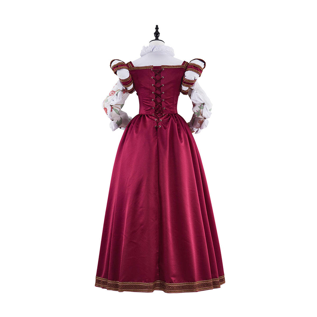 Tudor Dynasty Red Waistcoat Floral Dress - Premium Cosplay Costume-Astricos
