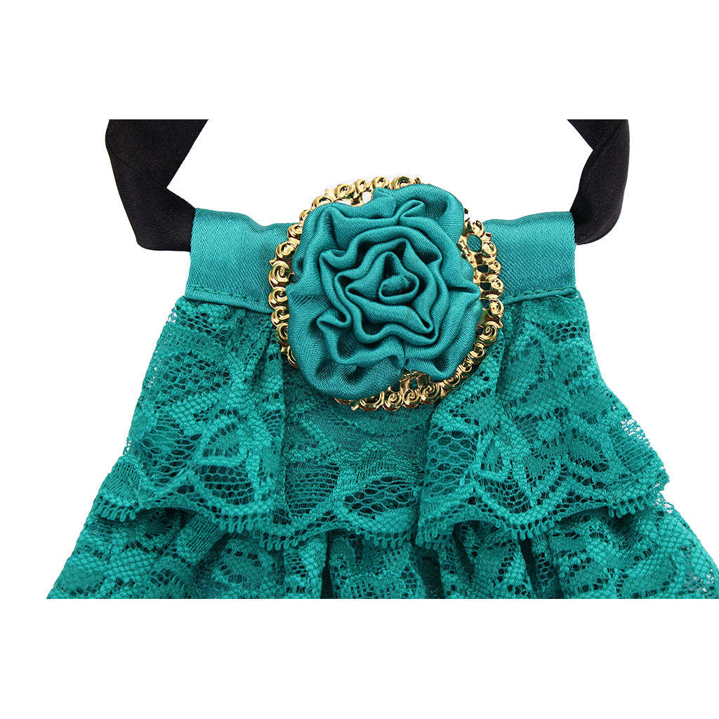 Victorian-Style Green Lace Detachable Collar - Elegant Cosplay Accessory-Astricos