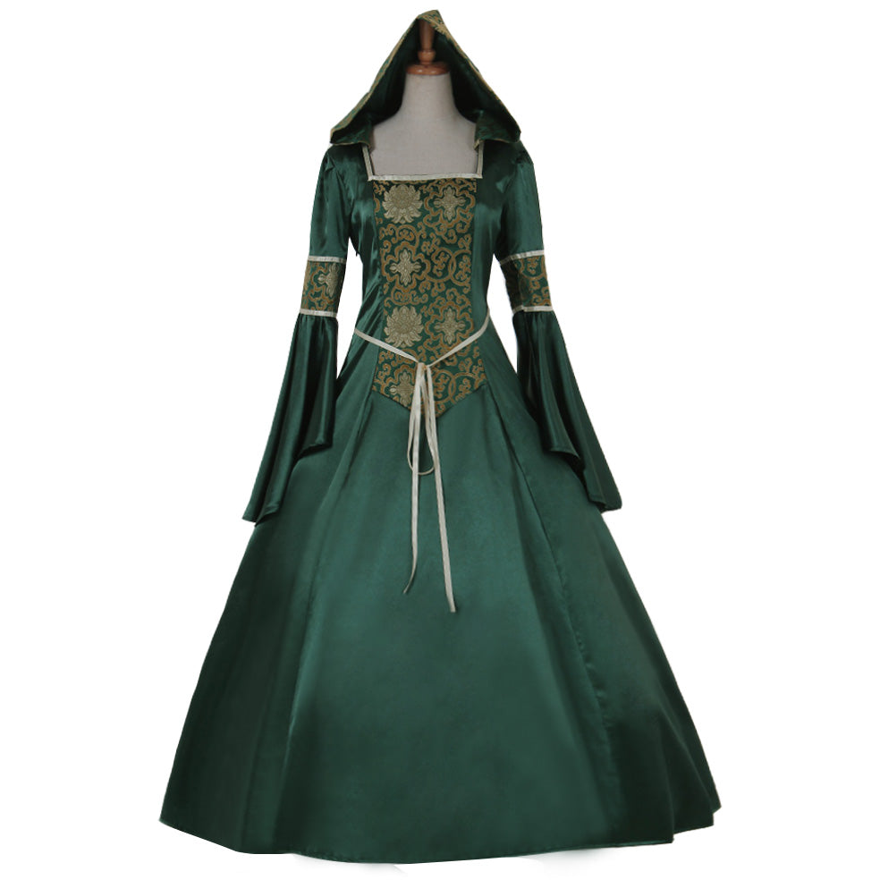 Elegant Medieval Noble Ball Gowns for Women - Victorian Gothic Evening Dresses in Green-Astricos